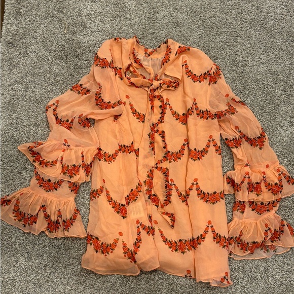 Athropologie - Nikasha women’s peach shirt sz S - Picture 10 of 11